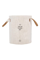 Zusss wasmand in offwhite katoen met leren hengsels