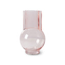 HKliving vaas van lichtroze glas met een diameter van 10 cm en een hoogte van 23 cm.